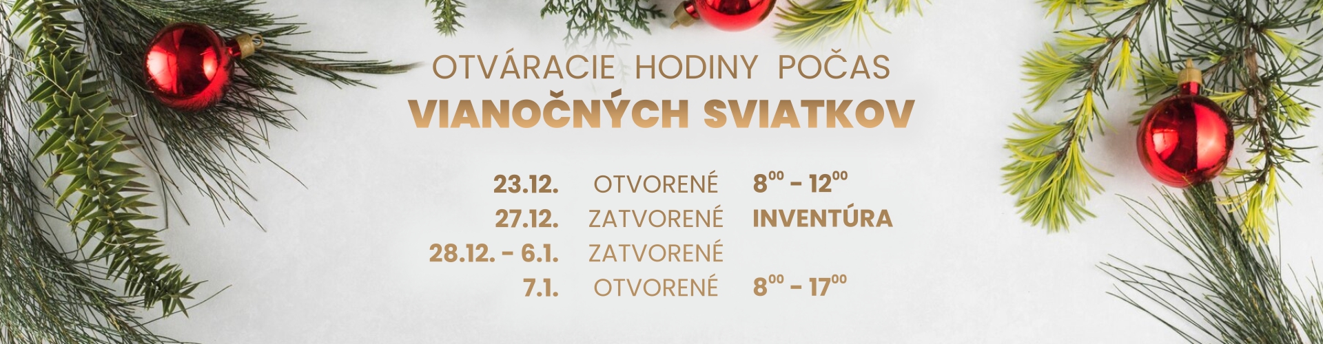 Otvracie hodiny poas Vianonch sviatkov